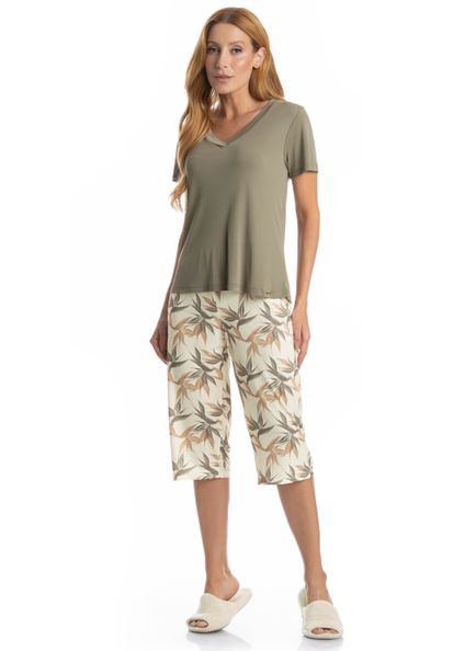 Pijama Feminino Pescador Rafaela Verde - Imagem 1