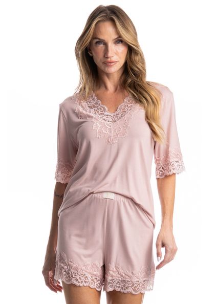 Pijama Curto Aurora Rosa-3 - Imagem 1