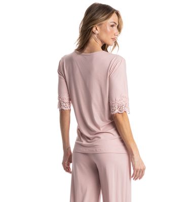 Pijama Feminino Longo Manga Curta Aurora - Imagem 4 - Mobile