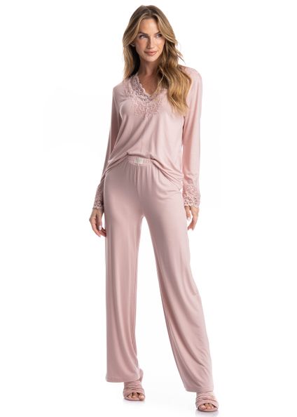 Pijama Feminino Longo Aurora Rosa-3 - Imagem 1