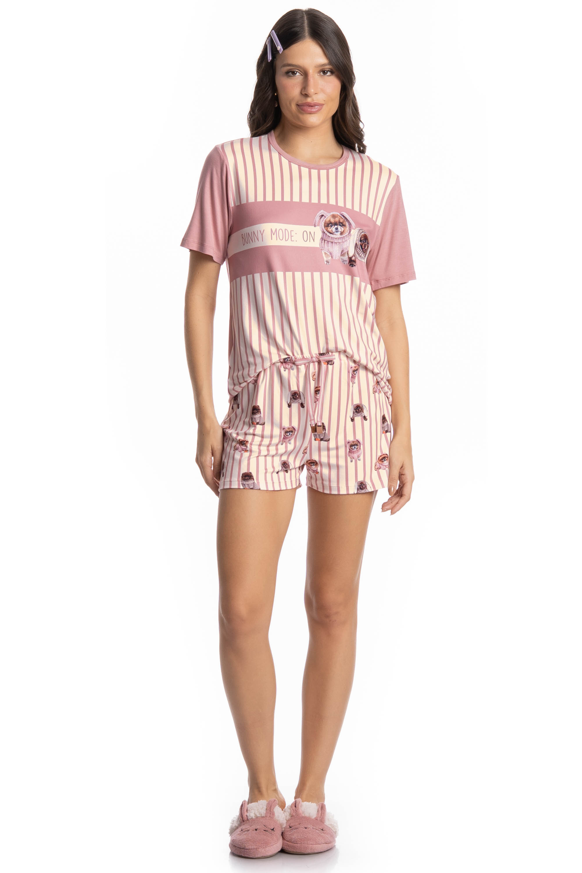Pijama Feminino Curto Lyla Bunny - Imagem 3 - Mobile