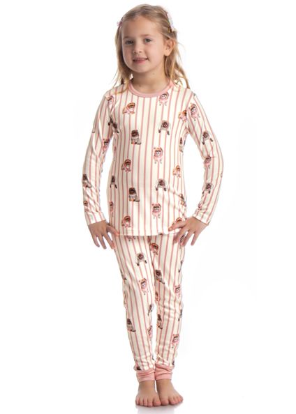 Pijama Infantil Feminino Slim Lyla Bunny Branco - Imagem 1
