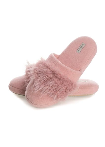 Chinelo Feminino Em Fleece Com Pelo Gianne Rosa-3 - Imagem 1