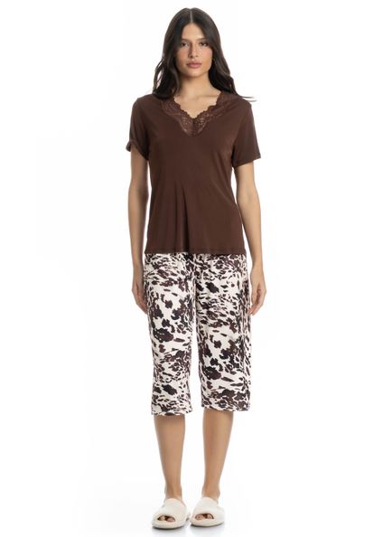 Pijama Feminino Pescador Lorena Bege - Imagem 1