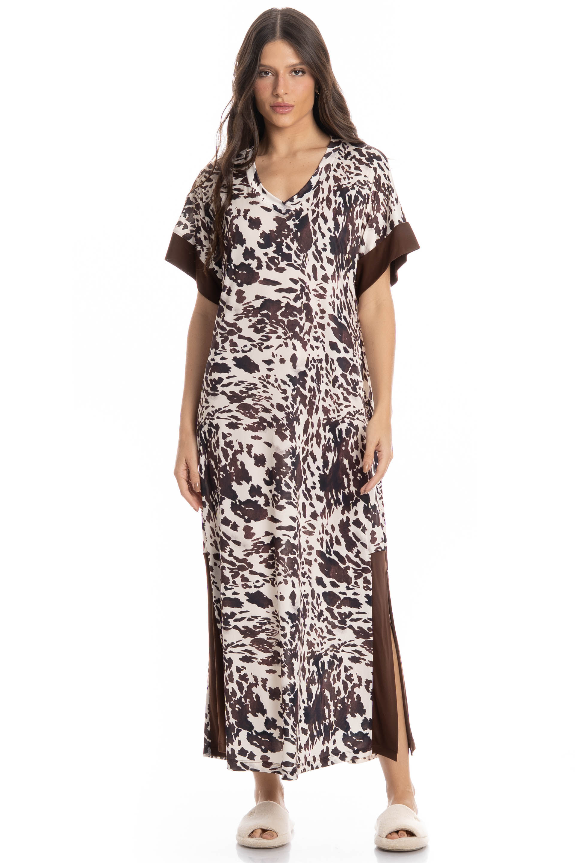 Kaftan Longo Lorena Bege - Imagem 1