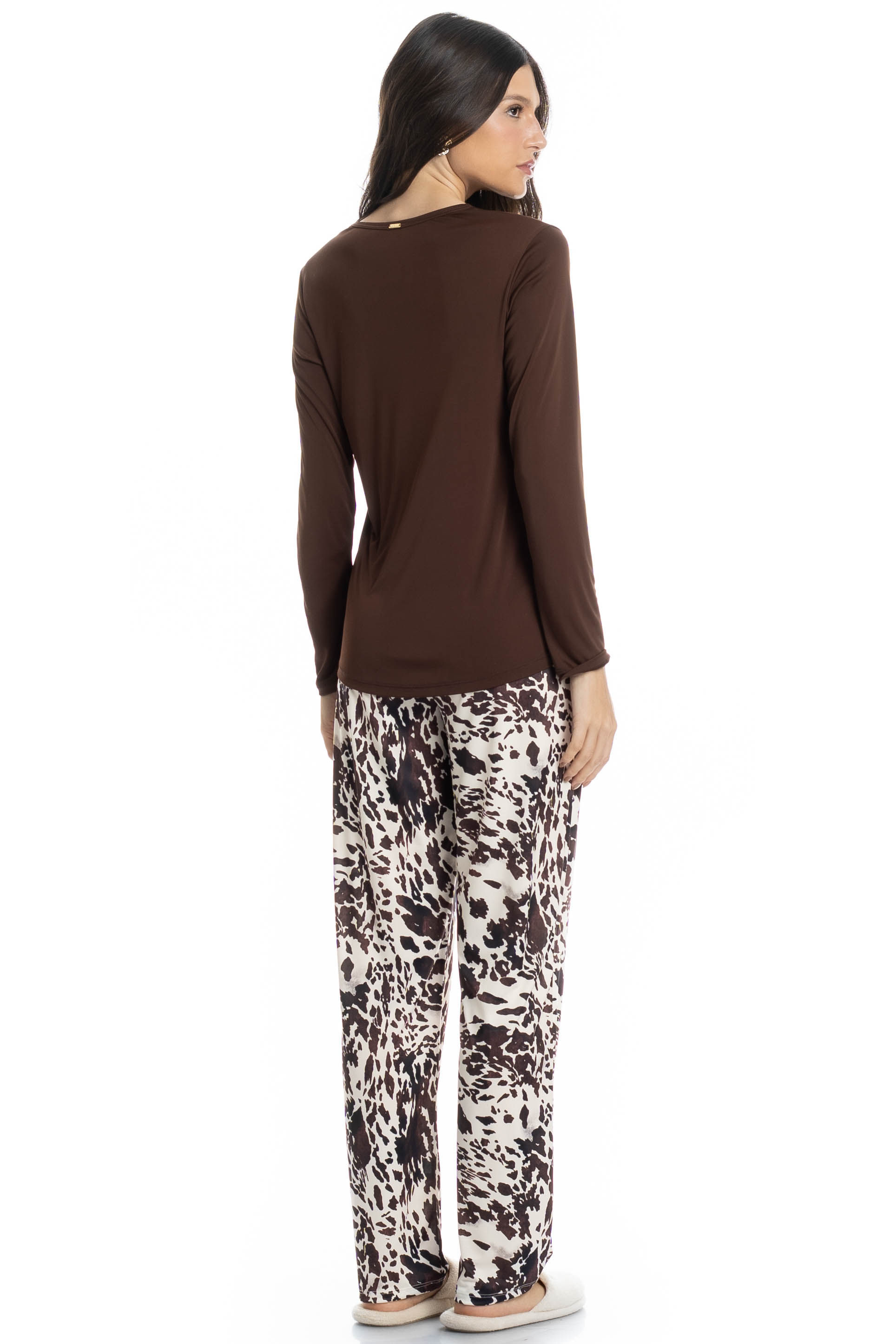 Pijama Feminino Longo Lorena Bege - Imagem 2
