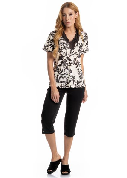 Pijama Mariana Pescador Preto - Imagem 1