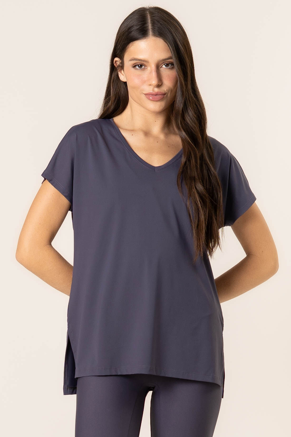 Camiseta Basic Decote V Ease Vivame Azul-marinho - Imagem 1