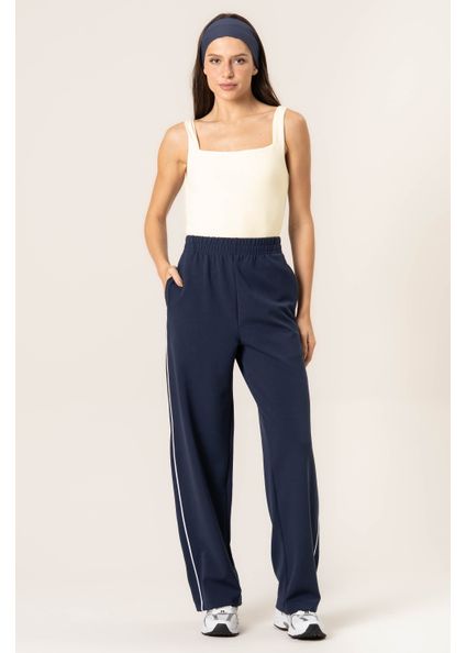Calça Reta Com Bolsos Tess Vivame Azul-marinho - Imagem 1
