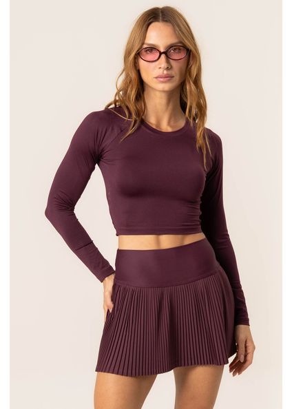 Short Saia Plissado Dark Cherry Vivame Vermelho - Imagem 1