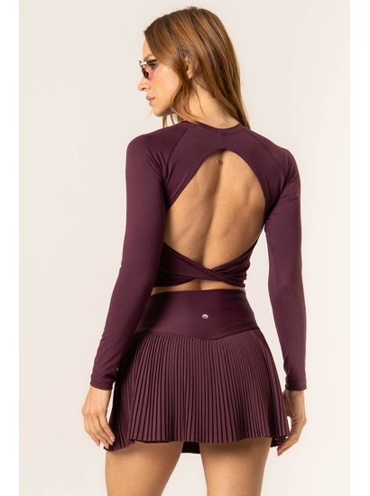 Short Saia Plissado Dark Cherry Vivame - Imagem 2 - Desktop