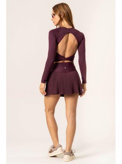 Short Saia Plissado Dark Cherry Vivame - Imagem 4 - Desktop