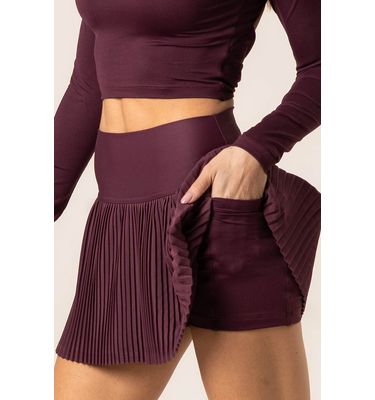 Short Saia Plissado Dark Cherry Vivame - Imagem 5 - Mobile
