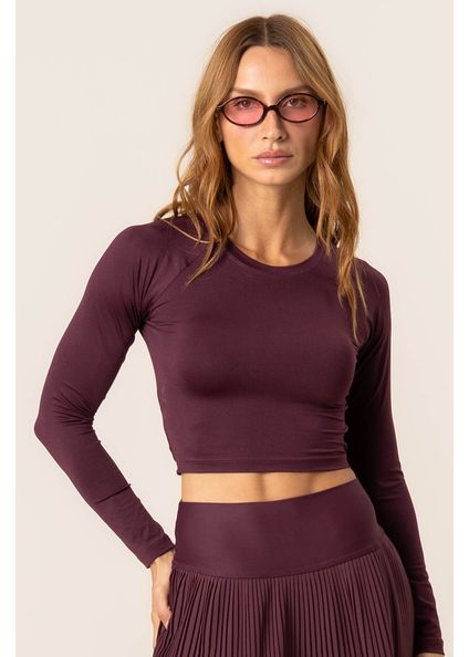 Blusa Crop Costas Cruzadas Dark Cherry Vermelho - Imagem 1