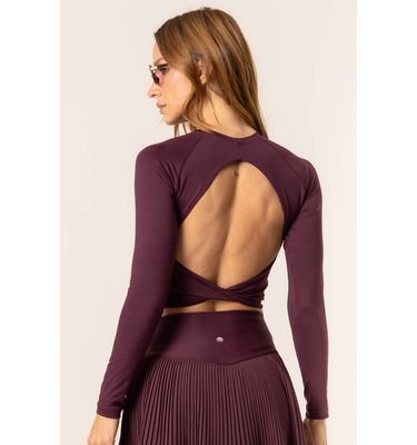 Blusa Crop Costas Cruzadas Dark Cherry - Imagem 2 - Mobile