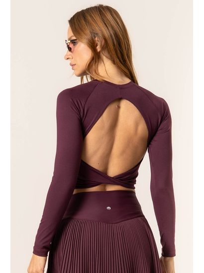 Blusa Crop Costas Cruzadas Dark Cherry - Imagem 2 - Desktop