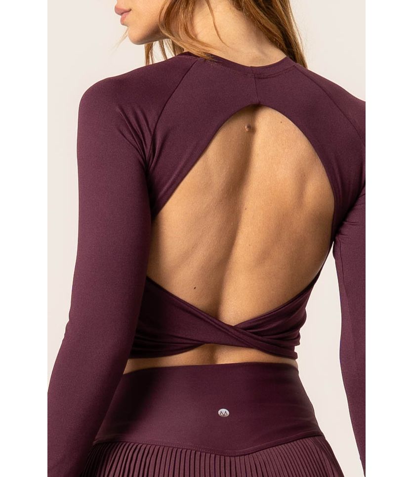 Blusa Crop Costas Cruzadas Dark Cherry - Imagem 5 - Desktop
