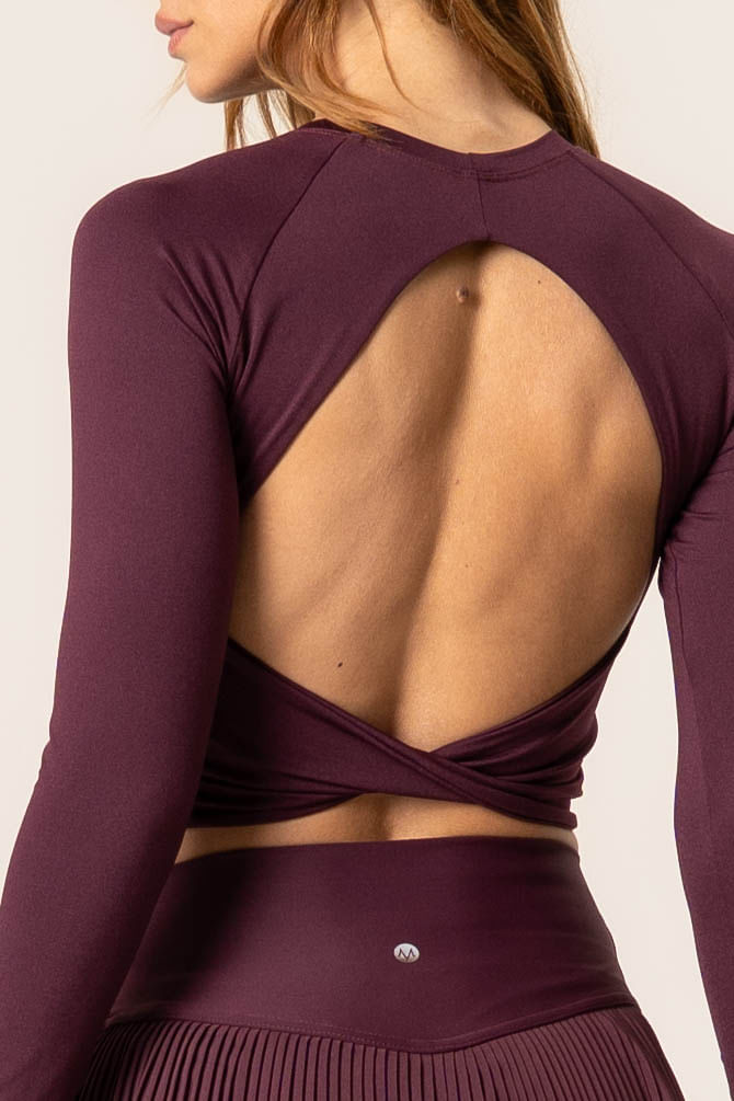 Blusa Crop Costas Cruzadas Dark Cherry - Imagem 5 - Mobile