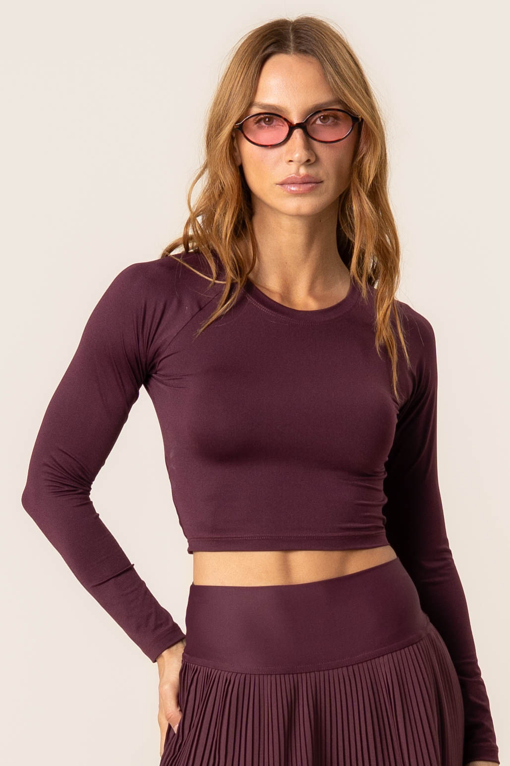 Blusa Crop Costas Cruzadas Dark Cherry - Imagem 1