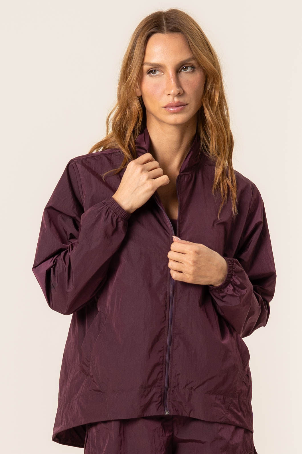 Jaqueta Alongada Com Bolso Dark Cherry Vivame Vermelho - Imagem 1