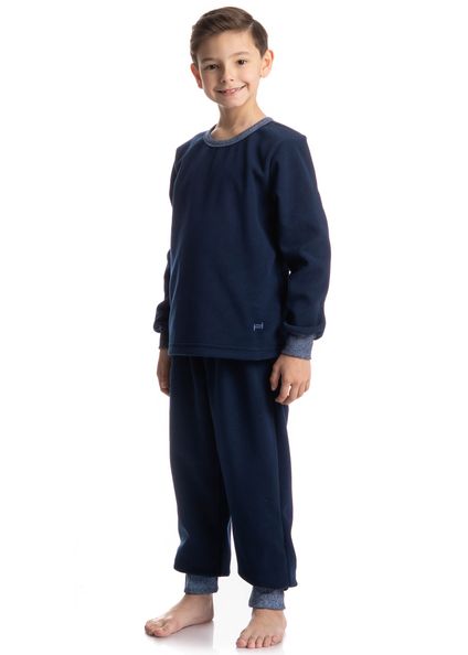 Pijama Longo Infantil Pedro Azul-marinho - Imagem 1
