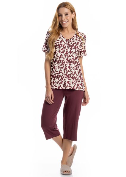 Pijama Feminino Pescador Ligia Vermelho - Imagem 1