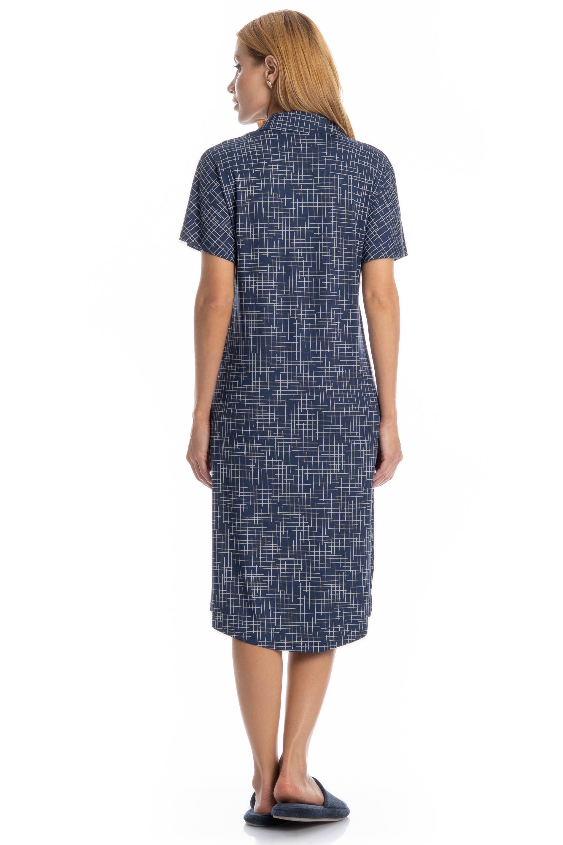 Camisão Feminino Abotoado Médio Thais Azul-marinho - Imagem 2