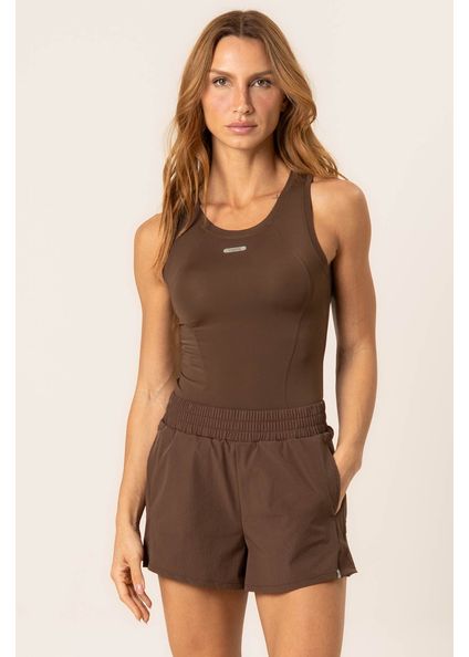 Shorts Duplo Com 2 Bolsos Sprint Vivame Marrom - Imagem 1