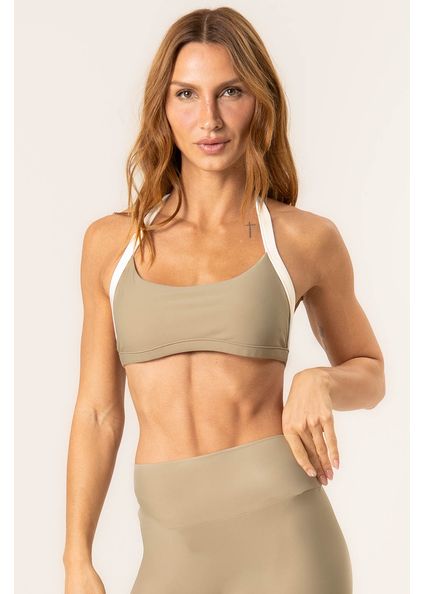 Top Neck Halter Boost Vivame Bege - Imagem 1