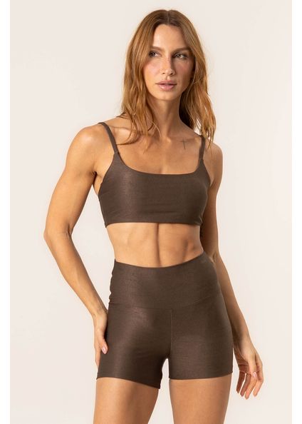 Shorts Curto Essential Shape Move Glow Vivame Marrom - Imagem 1