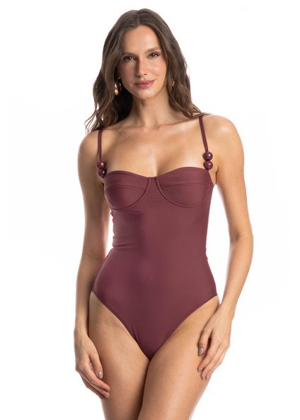 Maiô Corset Slim Fio Duplo Mangostim Vinho - Imagem 1