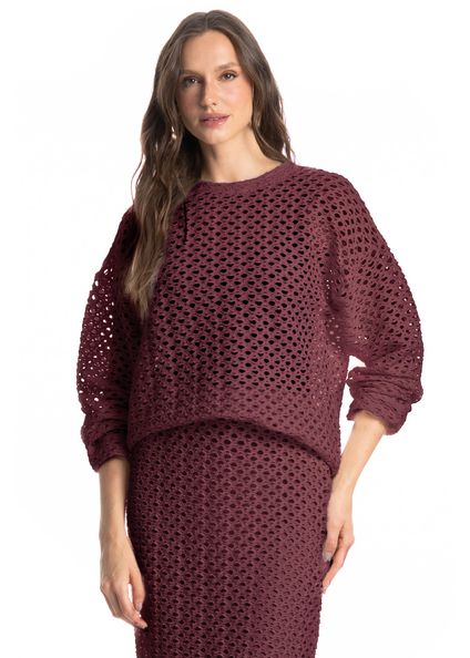 Blusa Com Manga Mangostim Vinho - Imagem 1