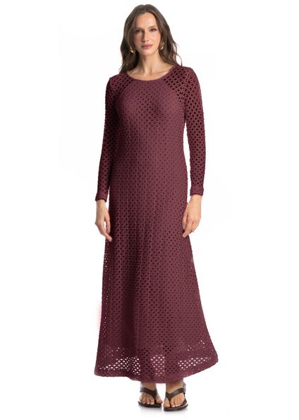 Vestido Com Manga Mangostim Vinho - Imagem 1
