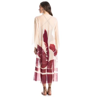 Kaftan De Tule Com Manga Folha - Imagem 2 - Mobile
