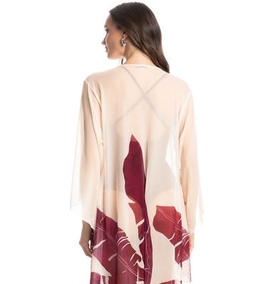 Kaftan De Tule Com Manga Folha - Imagem 4 - Mobile