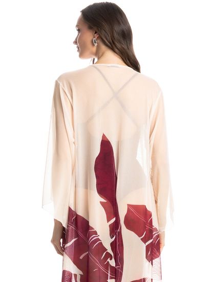 Kaftan De Tule Com Manga Folha - Imagem 4 - Desktop