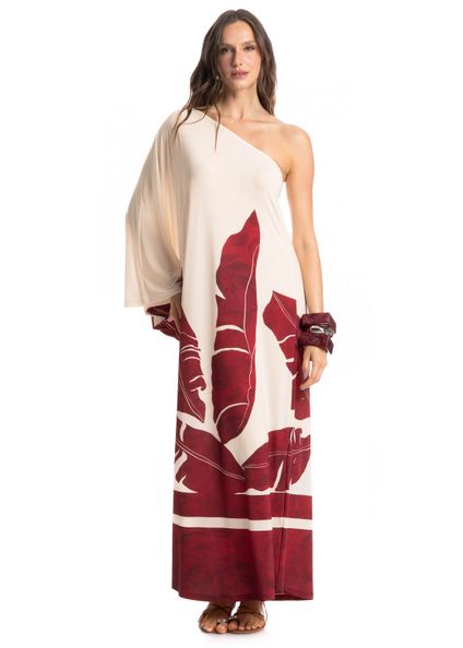 Vestido Assimétrico Folha Vinho - Imagem 1