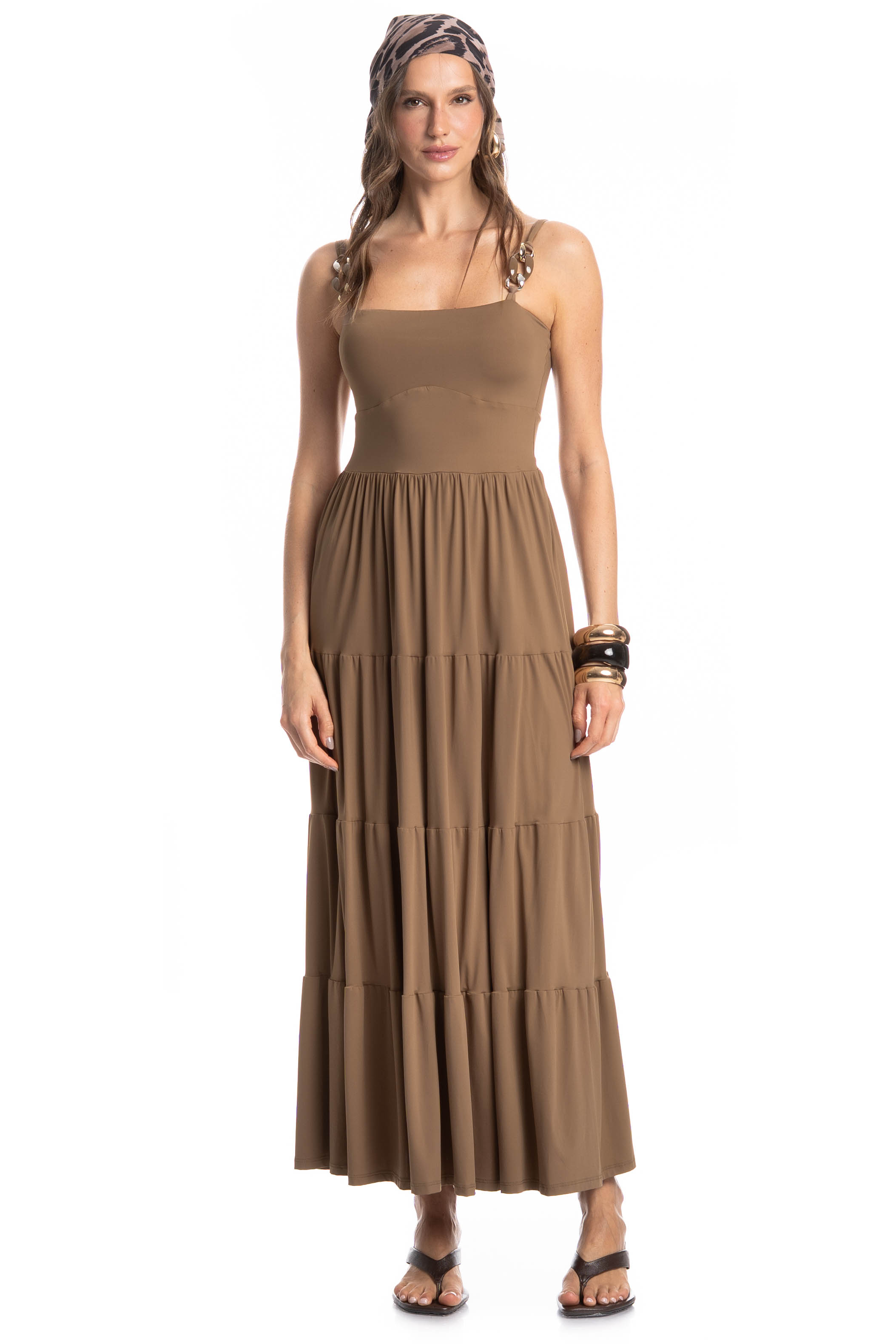 Vestido Longo Amêndoa - Imagem 1 - Mobile