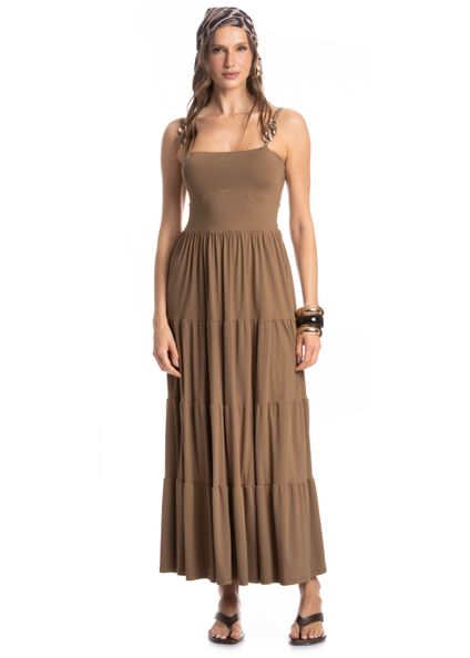 Vestido Longo Amêndoa Marrom - Imagem 1
