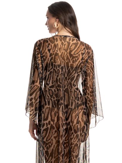 Kaftan De Tule Com Manga Onça - Imagem 4 - Desktop