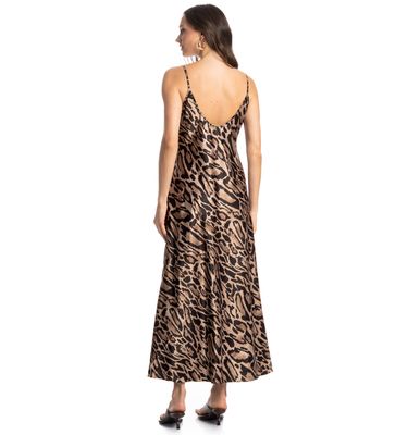 Vestido De Cetim Alcinha Onça - Imagem 2 - Mobile