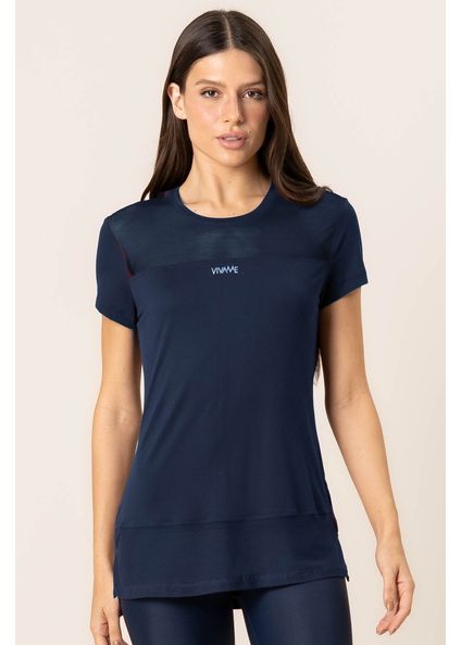 Camiseta Com Tela Pulse Vivame Azul-marinho - Imagem 1