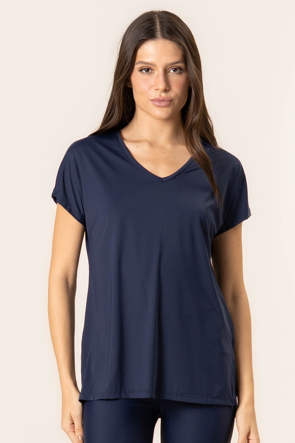 Camiseta Decote V Basic Pulse Vivame Azul-marinho - Imagem 1
