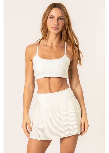Short Saia Plissado Cardio Vivame Branco - Imagem 1
