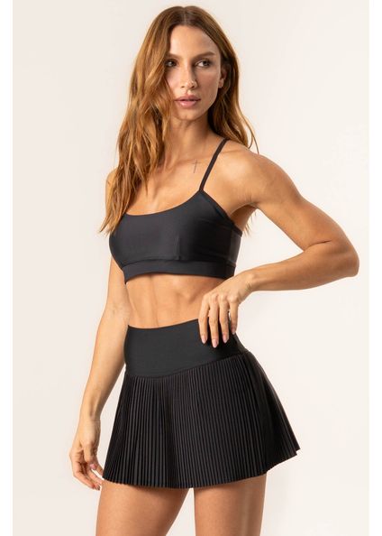 Short Saia Plissado Cardio Vivame Preto - Imagem 1