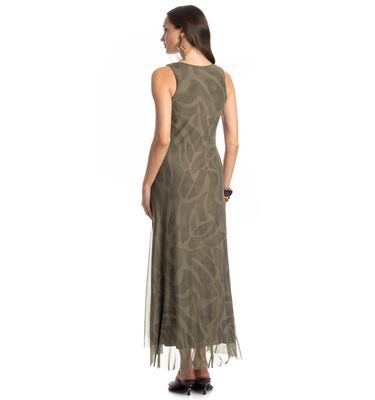 Vestido Evasê De Tule Safari - Imagem 2 - Mobile