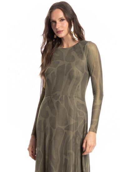 Vestido De Tule Com Manga Longa Safari - Imagem 3 - Desktop