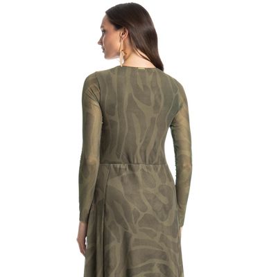 Vestido De Tule Com Manga Longa Safari - Imagem 4 - Mobile