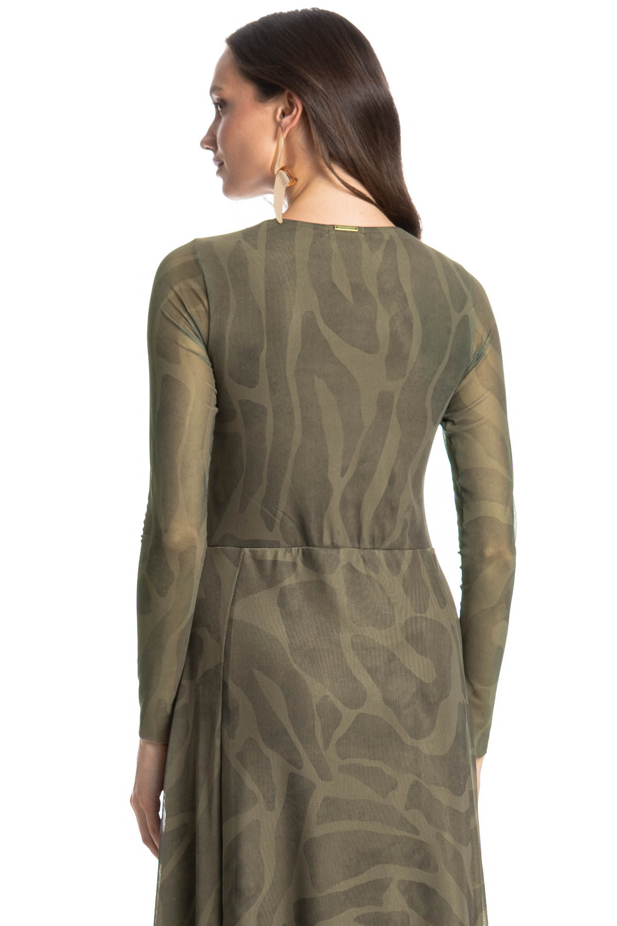 Vestido De Tule Com Manga Longa Safari - Imagem 4 - Mobile