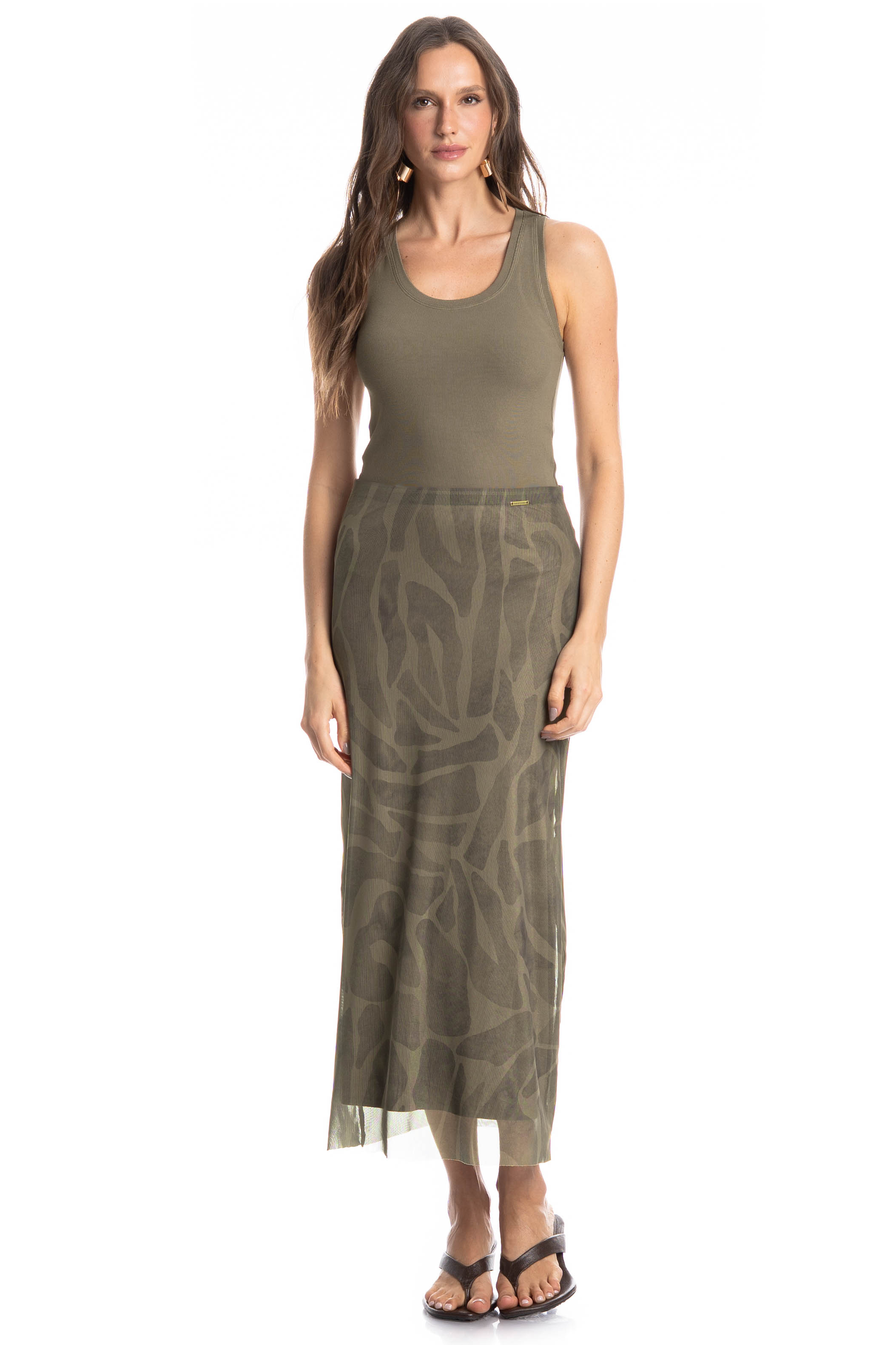 Saia De Tule Safari Verde - Imagem 1